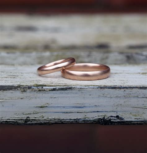 Recycled Rose Gold Wedding Band Set Ethical Red Gold Wedding - Etsy