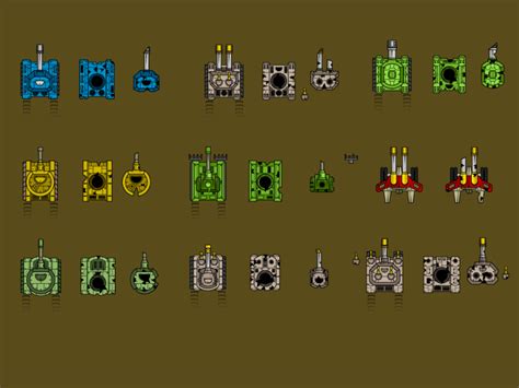 25 Top Down Tanks Artillery Game Sprites