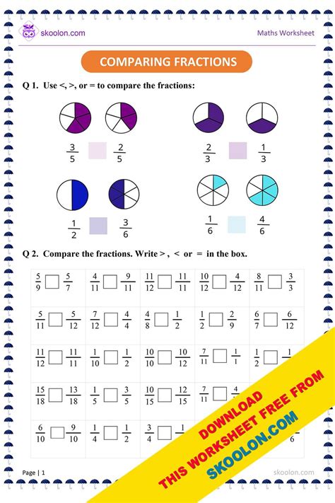 Comparing Fractions Worksheet 5