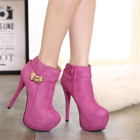 Sexy Pink Boots High Heels Shoes Ankle Boots For Women High Heels Boots Platform Pumps Women