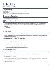 Capstone I Course Guide For Doctor Of Education Students Course Hero