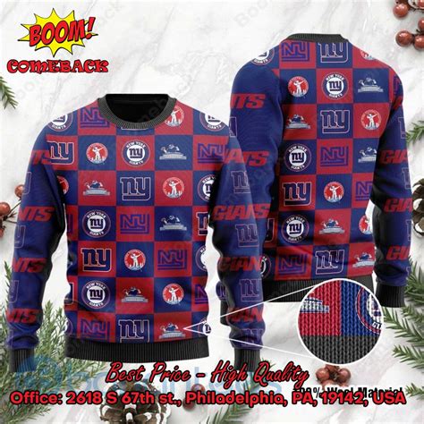 LIMITED DESIGN New York Giants Logos Ugly Christmas Sweater