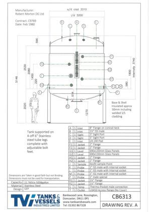 22760 Litre 5008 Gallon Vertical Stainless Steel Jacketed Tank Vessel