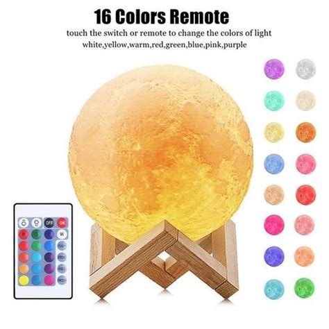 Veilleuse 16 Colors Remote 8cm Lampe De Chevet Avec Impression En 3D