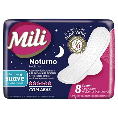 Absorvente Noturno Suave Mili Unidades Abas Shopee Brasil