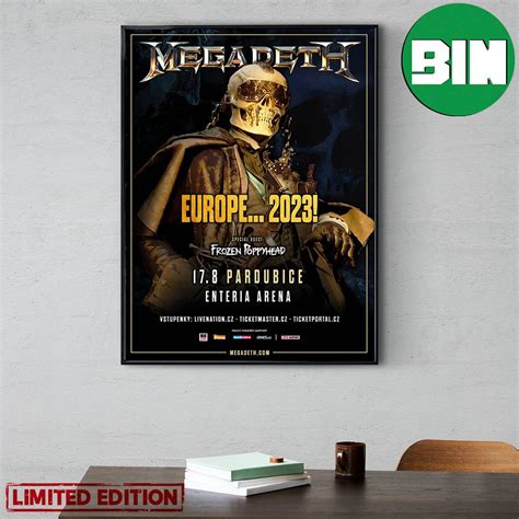 Megadeth Europe Tour 2023 August 17th 2023 Enteria Arena Poster Canvas ...