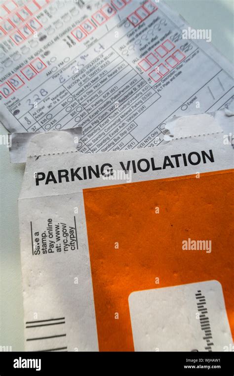 Parking Violation Envelop and Ticket, NYC Stock Photo - Alamy