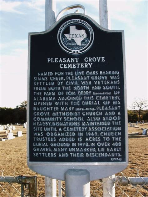 Pleasant Grove Cemetery Texas Historical Markers