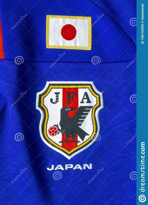 Japanese National Football Soccer Team Close Up To Their Logo on a ...