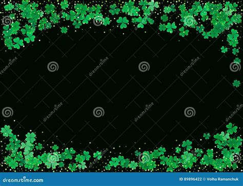 St Patrick S Day Background Template With Falling Clover Leaves Stock