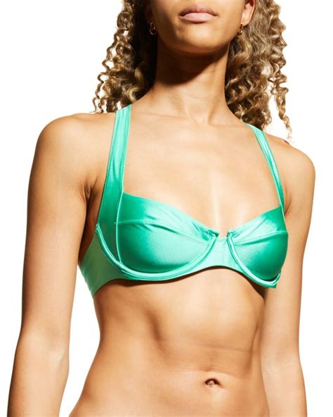 PQ Swim Perla Bikini Top In A Shiny Finish Halter Neckline Underwire