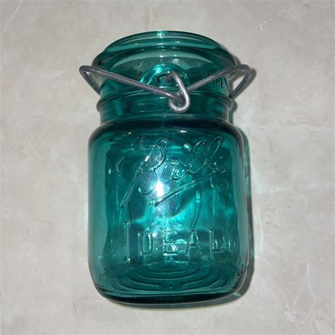 Teal Ball Ideal Glass Mason Jar No Lid Ebay