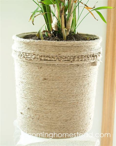 Diy Jute Bucket Makeover Blooming Homestead Jute Crafts Diy Home