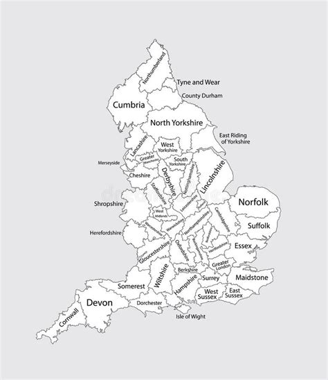 Mapa En Blanco Editable Del Vector De Inglaterra Divisiones