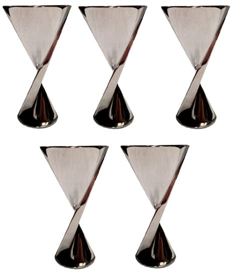 Five Art Deco Maison Desny Silvered Metal Cocktail Cups Modernism