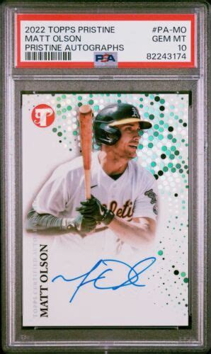 Topps Pristine Auto Matt Olson Psa Gem Mint On Card Autograph