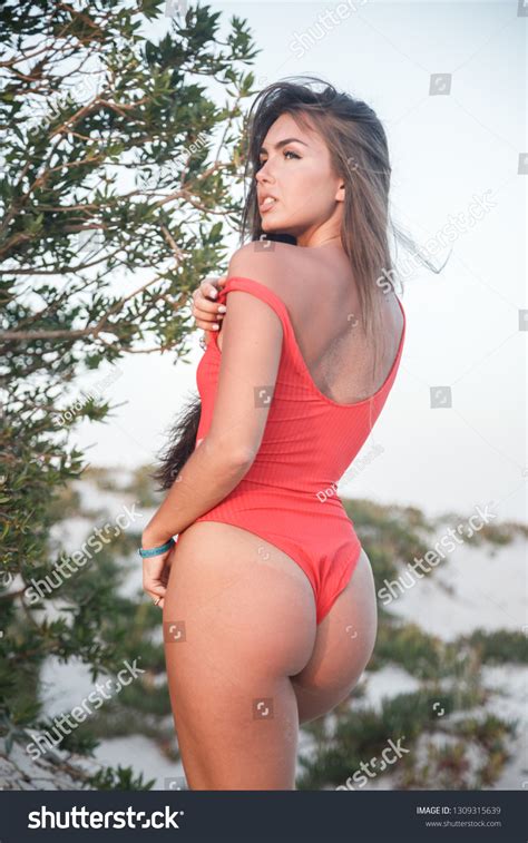 Lovely Sexy Brunette Girl Swimsuit Posing Stock Photo 1309315639 Shutterstock
