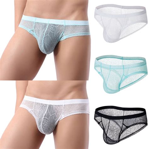Jinhomg Men S See Through Briefs Trendy Lace Mesh Underwear Lightweight Breathable Bikini G