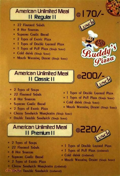 Menu Of Buddys Pizza Gurukul Ahmedabad Dineout Discovery