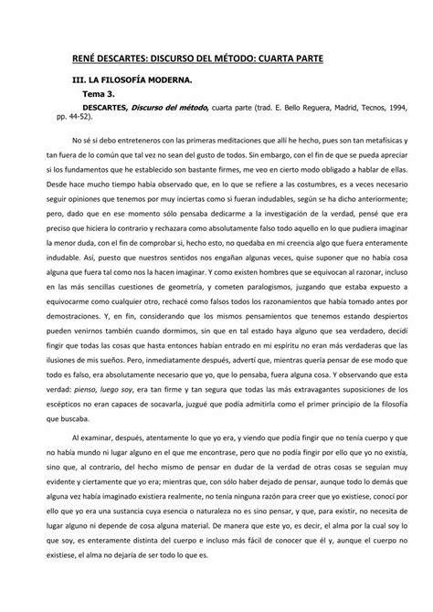 Pdf Ren Descartes Discurso Del M Todo Pau Pdf Resumen