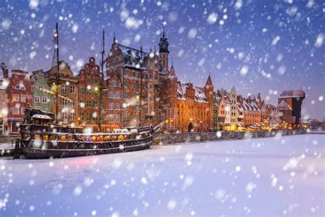 Old Town of Gdansk on a Cold Winter Night Stock Image - Image of night ...