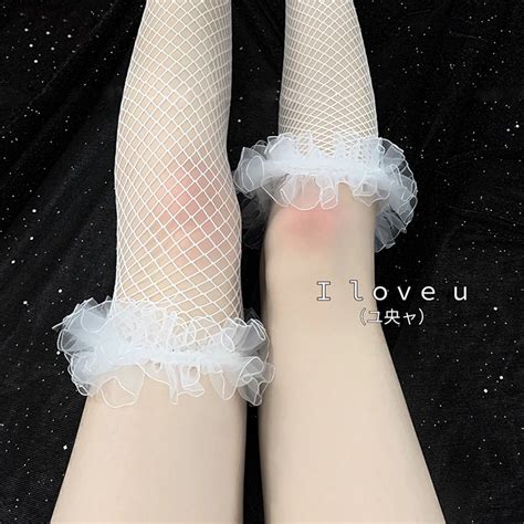 Billionm Lingerie Women Fishnet Stockings Over Knee Black White Pink High Silk Cute Transparent
