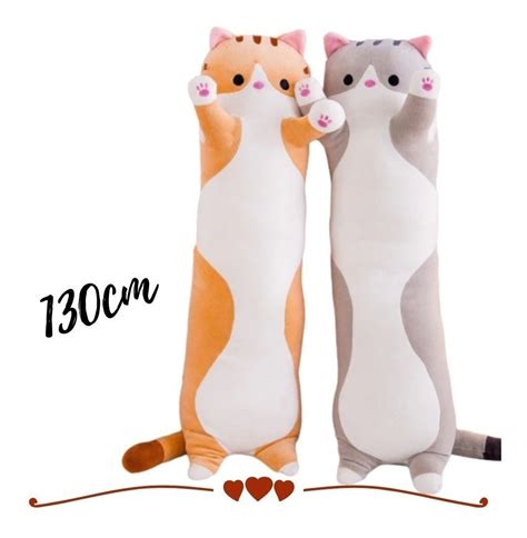 Almofada Travesseiro Pelucia Gigante Gato Gatinho 130c Cinza