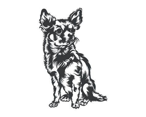 Chihuahua Dog Back and White Vector Silhouette, Dog Face Illustration 17769181 Vector Art at ...