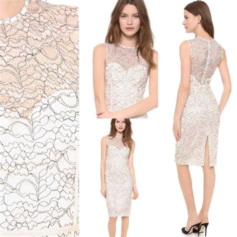 Jill Jill Stuart White Embroidered Lace Dress Semi Sh… Gem