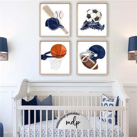 Printable Sports Wall Art Boys Room Decor Baseball Football Soccer ...