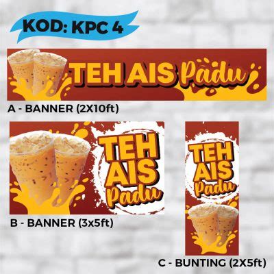 Banner Bunting Teh Ais Pakej Canopy Dan Gerai Nurfa Grafik