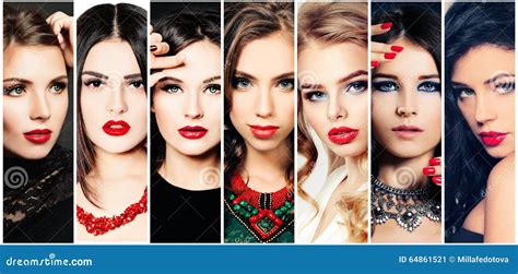 Women Beauty Collage Fashion Faces Stock Image Image Of Hairstyle