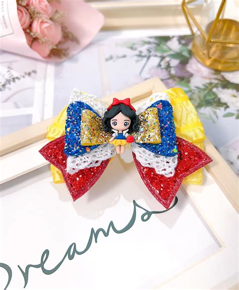 Snow White Inspired Bow Disney Inspired Hair Bow Handmade Snow White