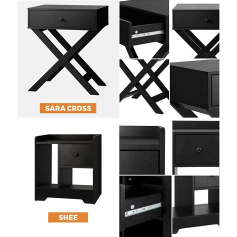 Oikiture Bedside Tables Black Side Table Bedroom Furniture Storage Cabinet Ebay