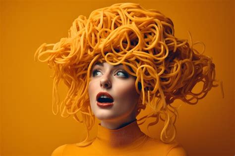 Premium Ai Image Woman With Spaghetti Hair Ai Generated