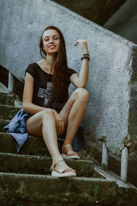 Teenage Girl With Long Hair Poses Stock Photo Image Of Glasses Bikini 267743310