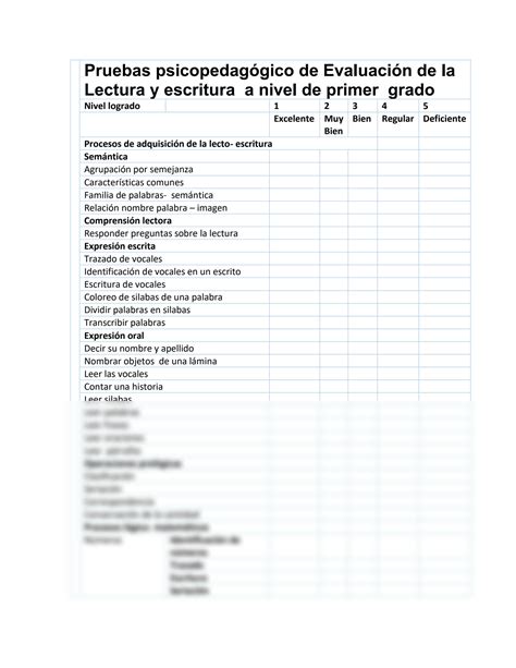 SOLUTION Modelo De Evaluaci N De La Lectura Y Escritura A Nivel De