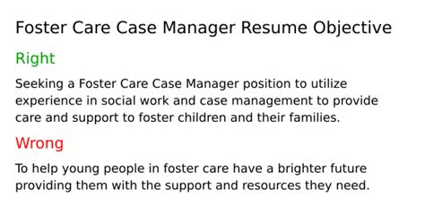 Top Foster Care Case Manager Resume Objective Examples