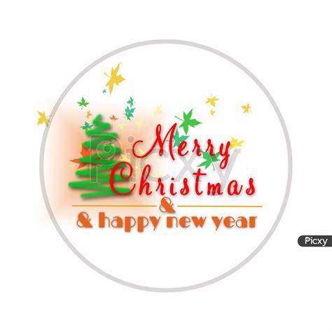 Image Of Merry Christmas And Happy New Year Lettering Design Card