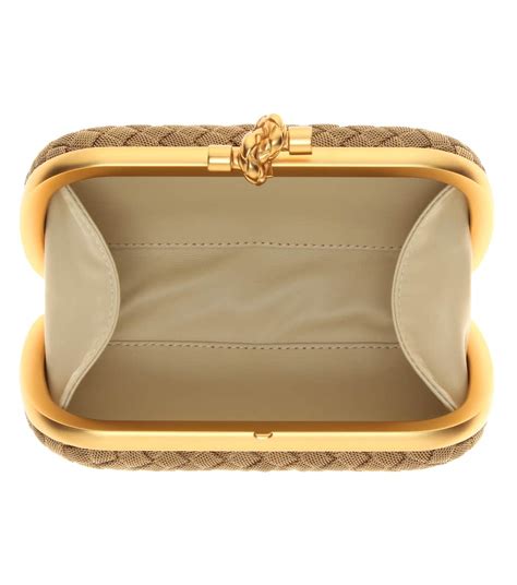 Bottega Veneta Metal Intrecciato Knot Frame Clutch Golden Modesens