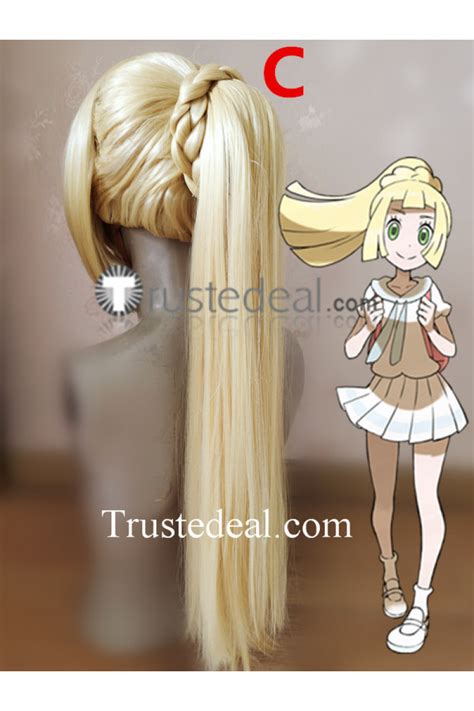 Pokemon Sun And Moon Lillie Long Ponytail Blonde Cosplay Wig Cosplay