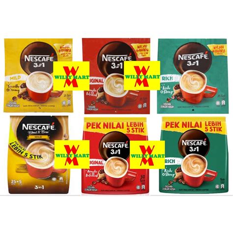 Nescafe 3 In 1 Blend And Brew Original 25s Mild 25s Rich 25s 3