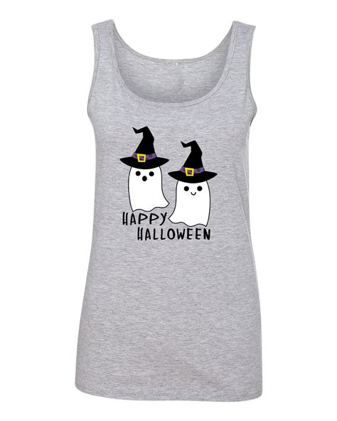 Custom Apparel R Us Happy Halloween Ghosts Womens Graphic Tees Tank