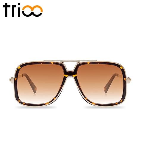 Trioo Square Brand Designer Sunglasses Men Retro Vintage Sun Glasses