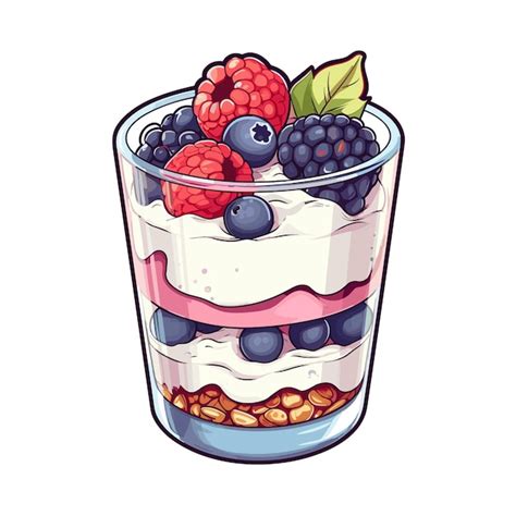 Parfait De Yogur Con Ilustraci N De Bayas Mixtas Vector Vector Premium