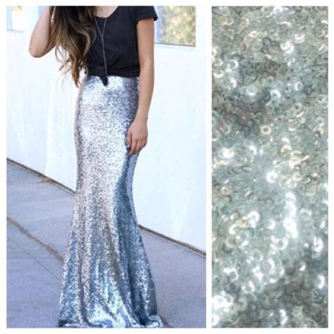 Silver Sequin Maxi Skirt 245 Brl Liked On Polyvore Featuring Skirts