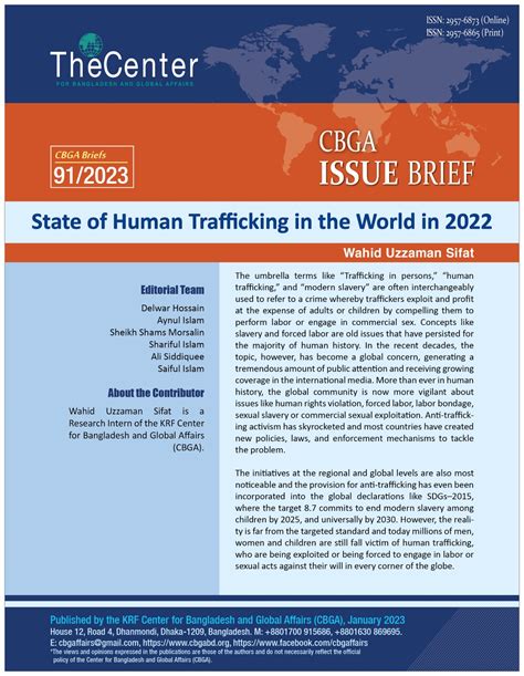 State Of Human Trafficking In The World In 2022 The Krf Center For Bangladesh And Global Affairs