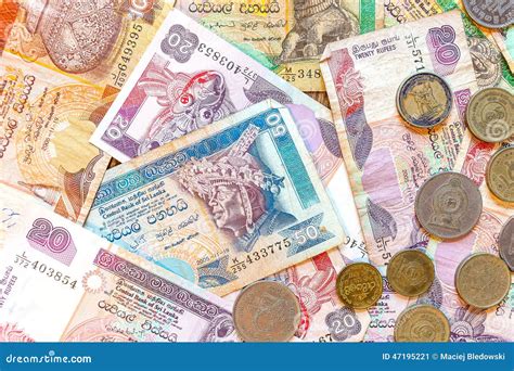 Sri Lanka Geldrupie Banknoten Und M Nzen Stockbild Bild Von