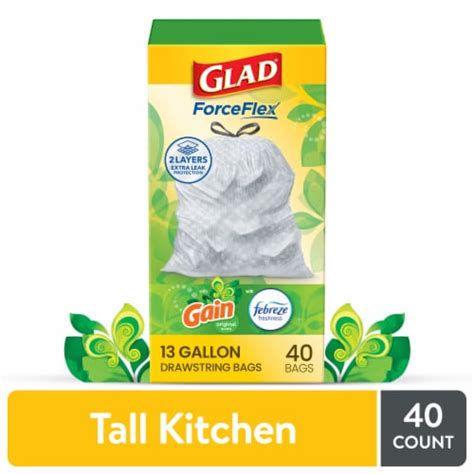 Glad ForceFlex With Febreze Gain Original Scent Tall Kitchen Drawstring