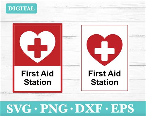 First Aid Station Sign SVG Cut File With Medical Cross and Heart ...